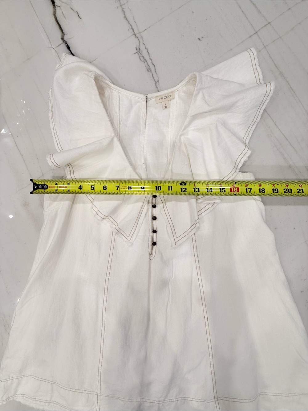 Pilcro White Ruffle V-Neck Mini Dress - Picture 5 of 9